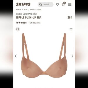 Skims Nipple Push up Bra Size 36B Color:Sienna